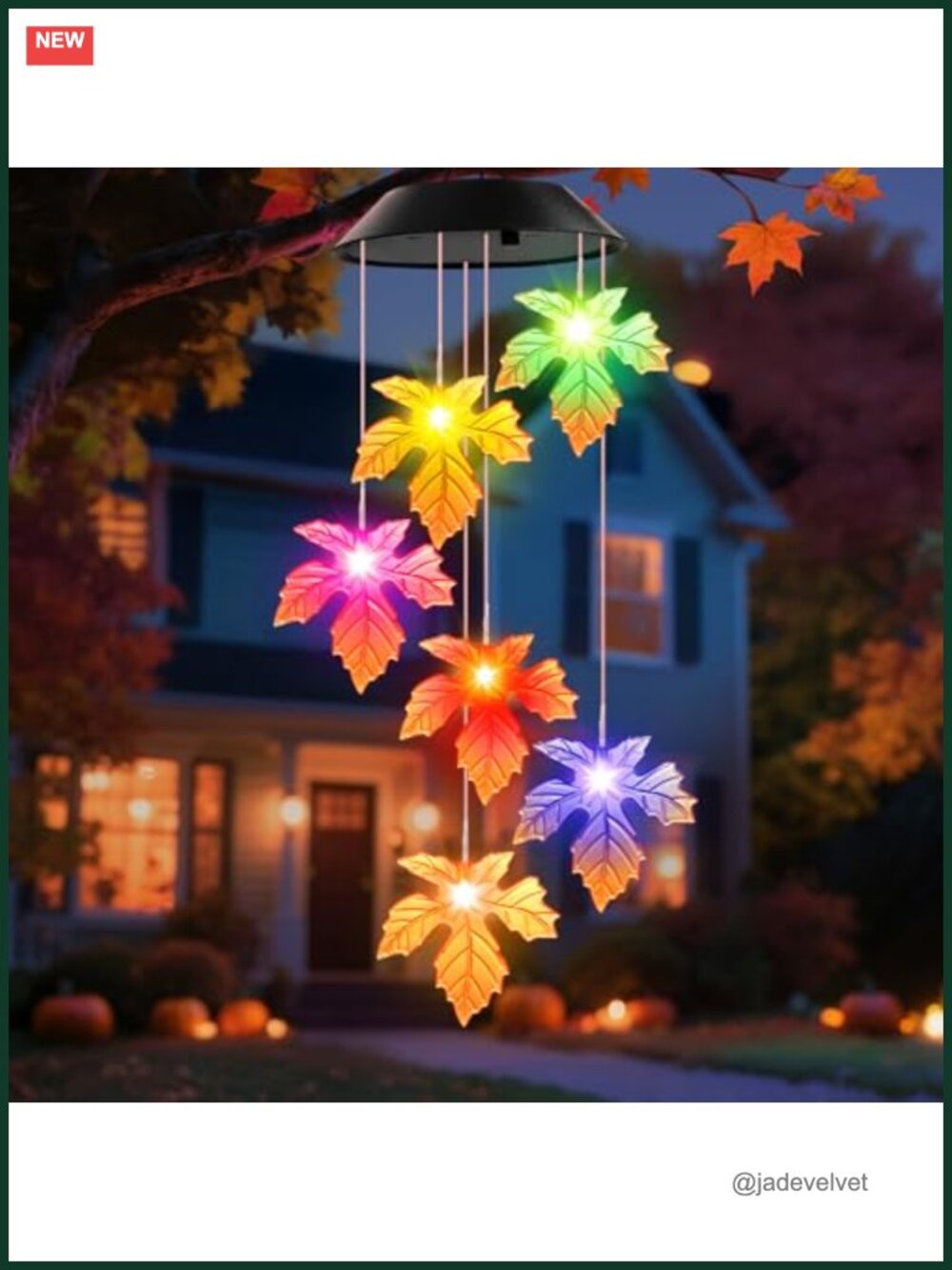 Solar Maple Leaf Wind Chimes - Thanksgiving Fall Decor, Waterproof Outdoor